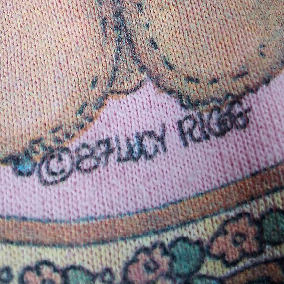 Vintage Teddy Bears Hearts Flowers Wreath Collared Sweatshirt - Picture 4 of 7